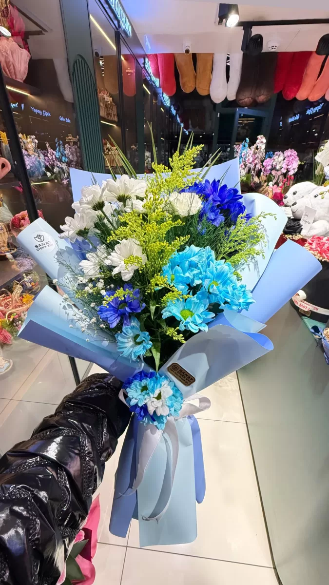 Gebze Mavi- Beyaz Papatya Buketi