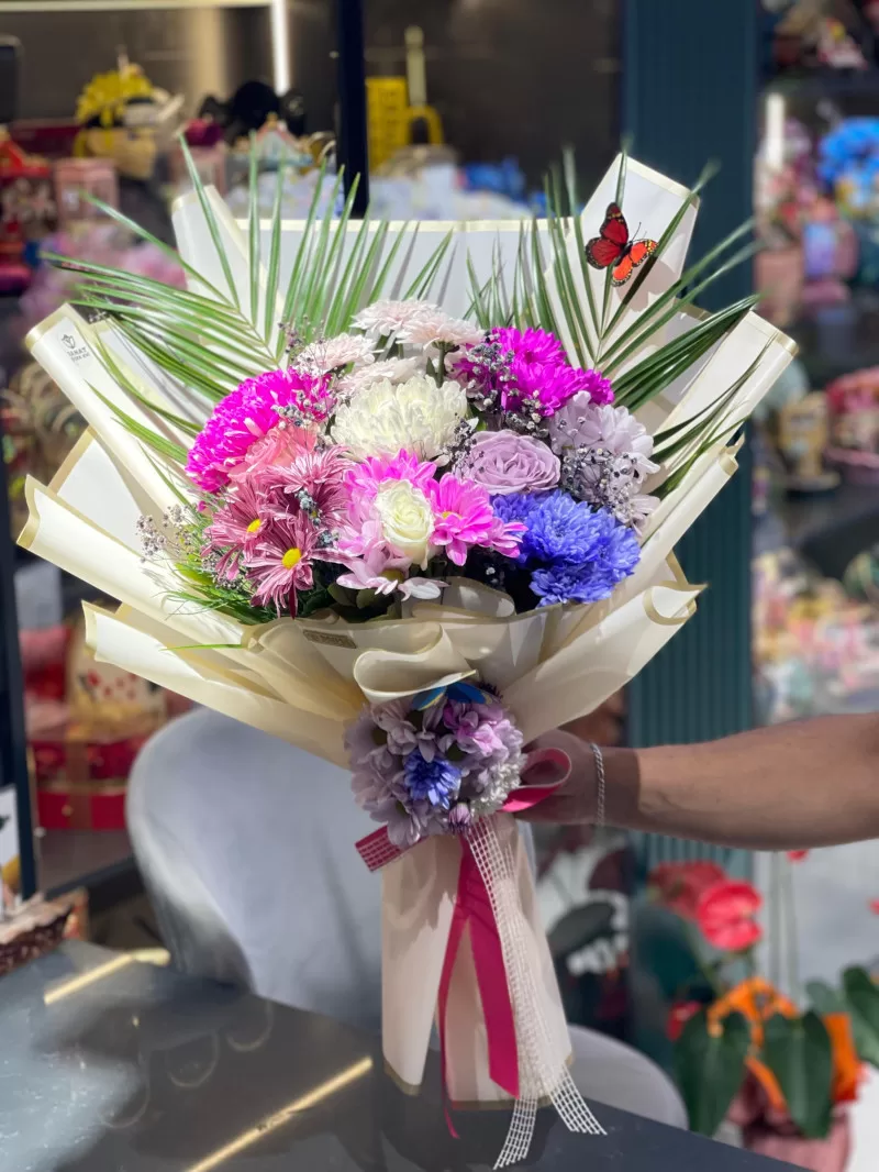 Renkli Kasımpatı Ve Anastasya Buketi