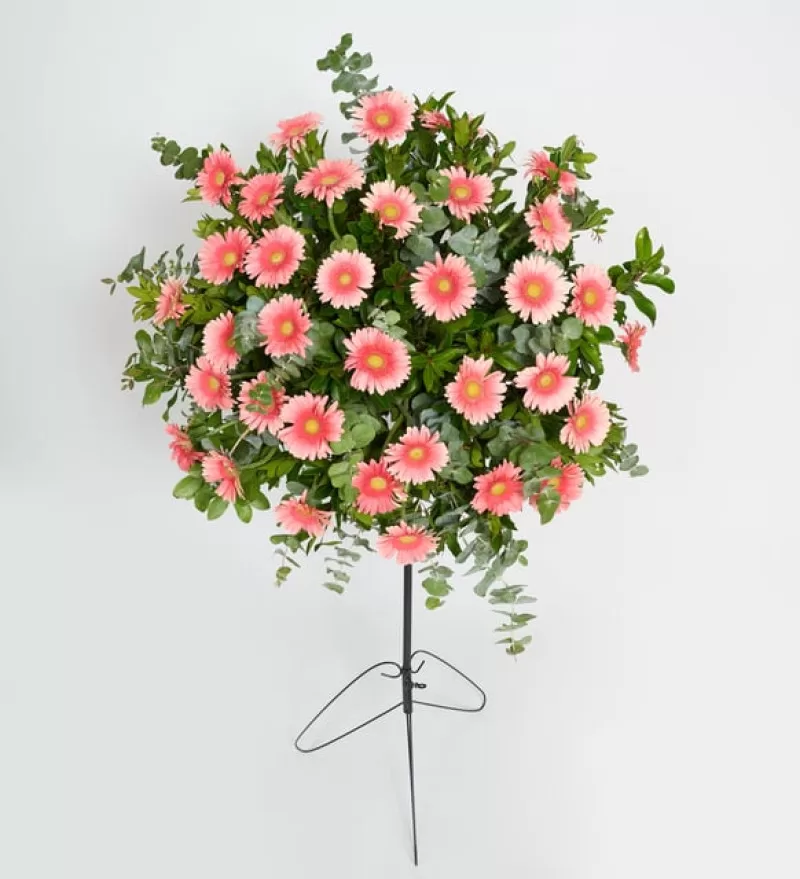 Pembe Gerberalar ile Hazırlanmış Ferforje Aranjmanı