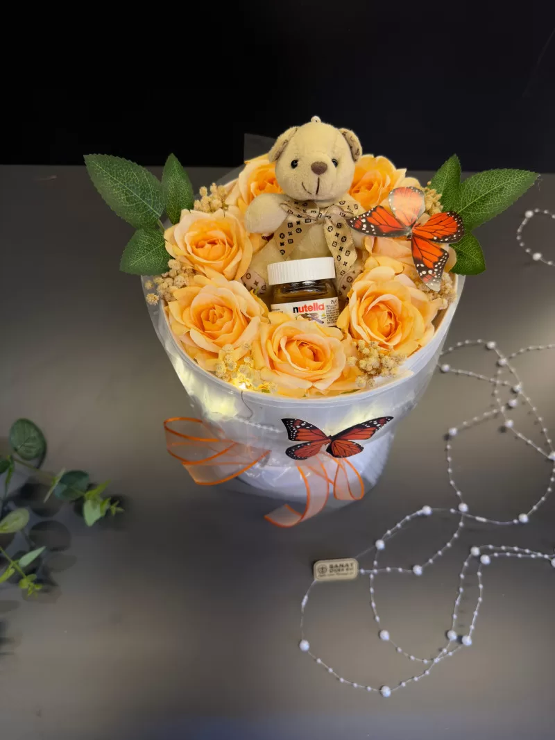 Işıklı Kutuda Sof Güller Ayıcık Ve Çikolata