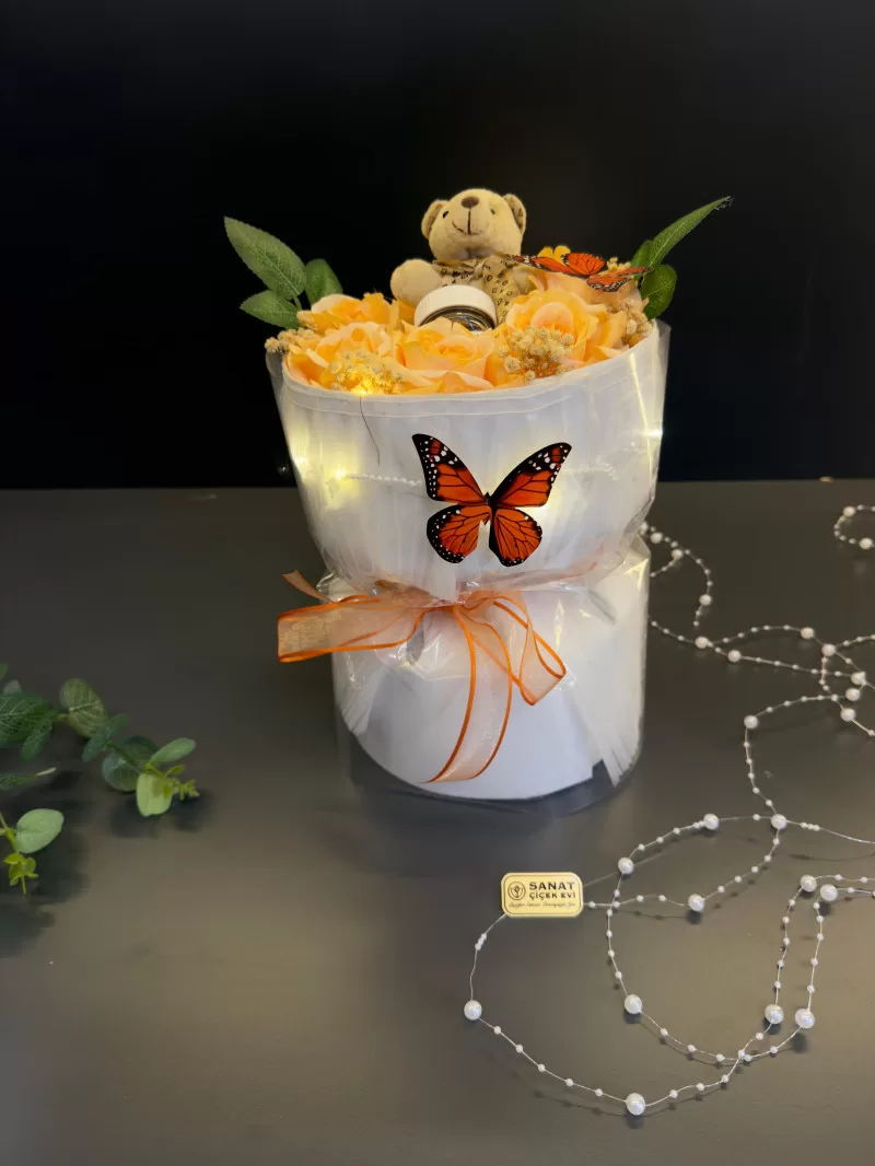 Işıklı Kutuda Sof Güller Ayıcık Ve Çikolata