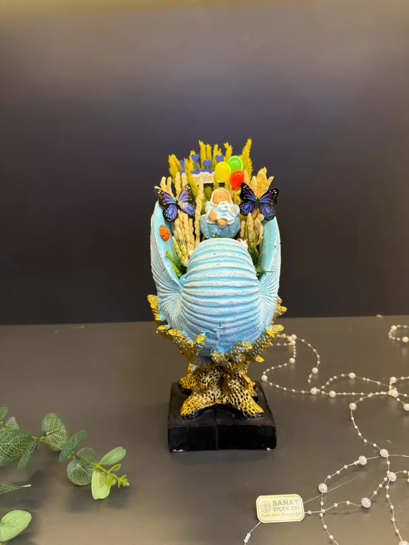 Salyangoz Vazoda Erkek Bebek Teraryum