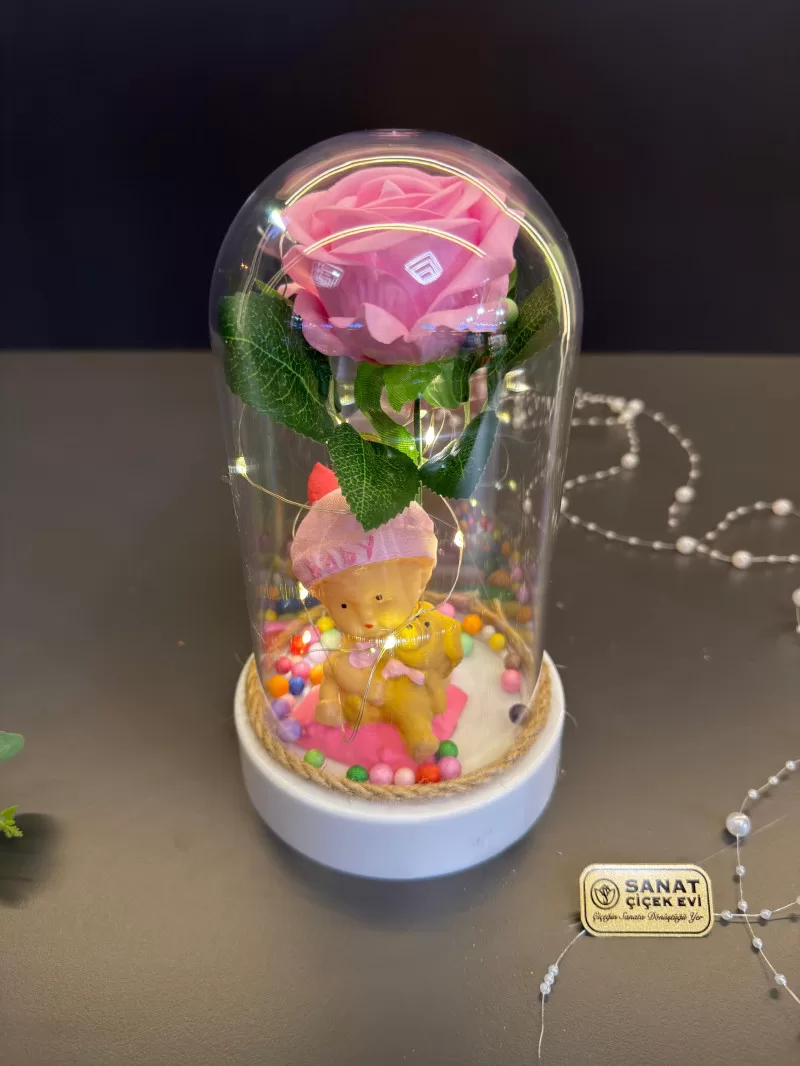 Işıklı Ters Fanusta Kız Bebek Teraryum