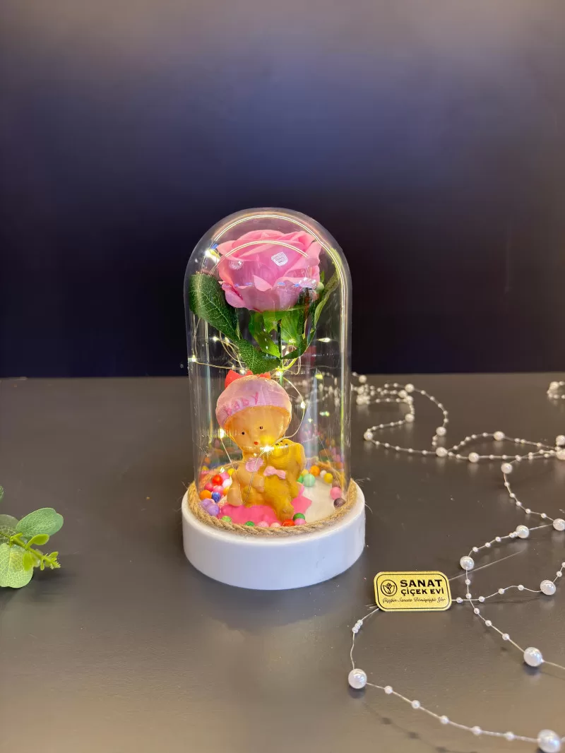 Işıklı Ters Fanusta Kız Bebek Teraryum
