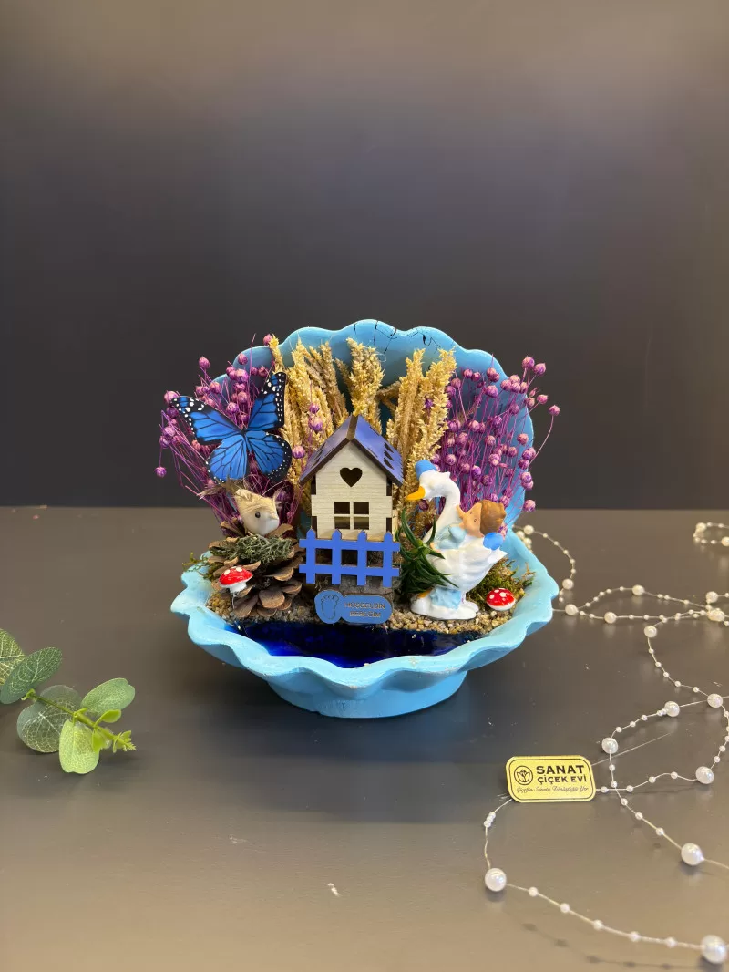 İstiridye Vazoda Erkek Bebek Teraryum