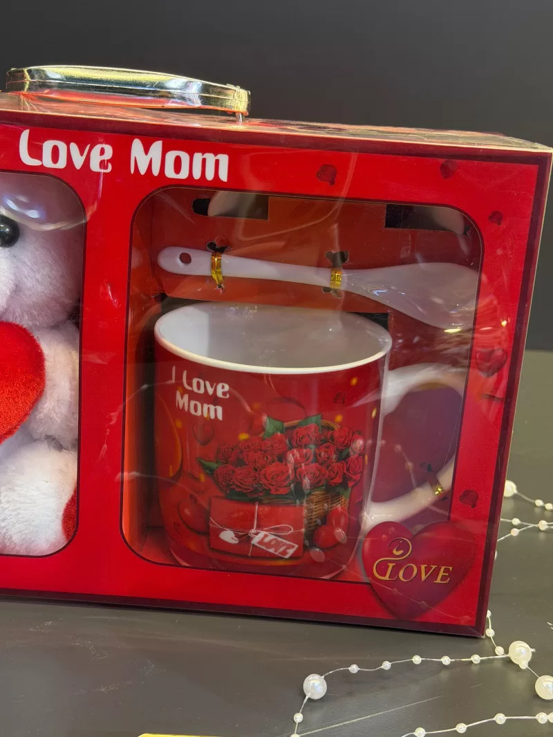 I Love Mom Kupa Ve Ayıcık Çantası